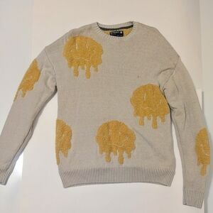 Retrofit Beige and Gold Drip Crewneck Sweater